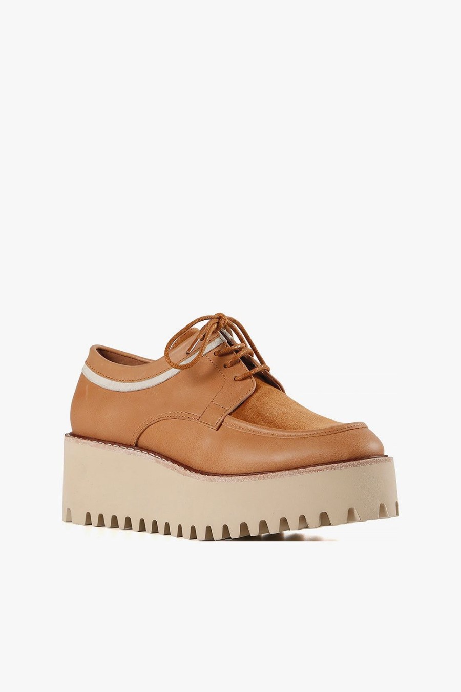 Categories ALL BLACK Footwear | Striped Ox Flatform Camel