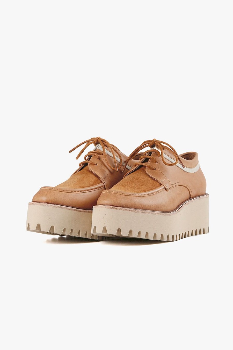 Categories ALL BLACK Footwear | Striped Ox Flatform Camel