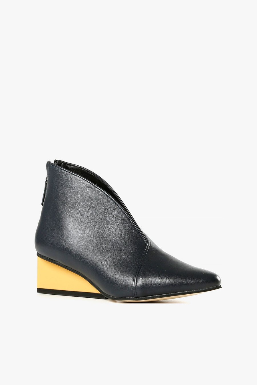 Categories ALL BLACK Footwear | Square Wedge Shootie Navy/Yellow