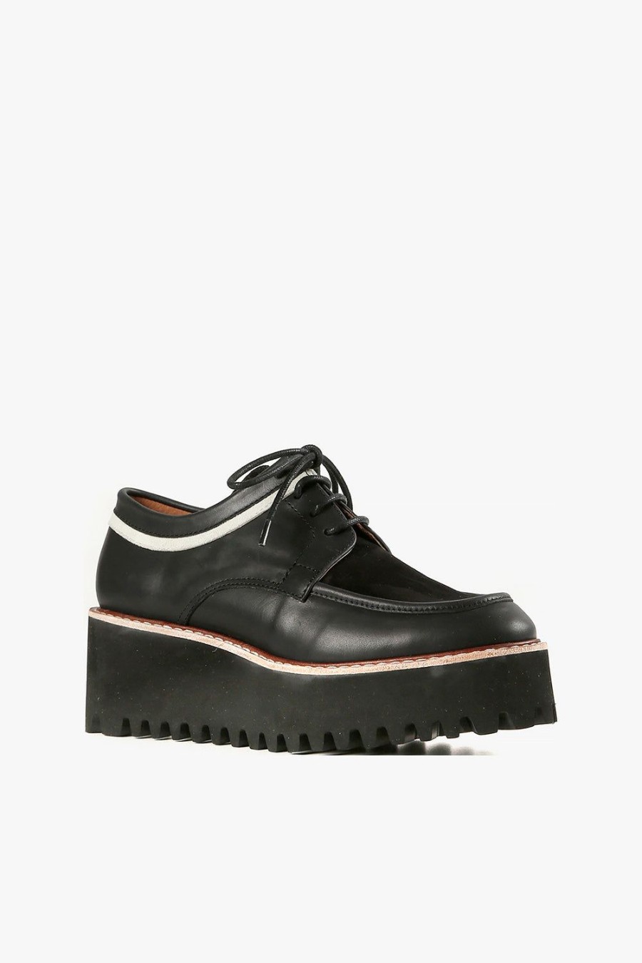 Categories ALL BLACK Footwear | Striped Ox Flatform Black