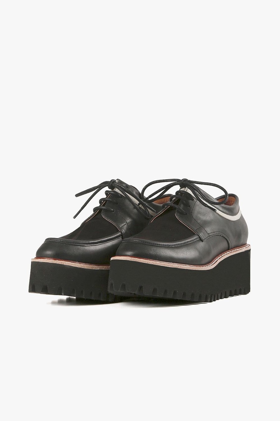 Categories ALL BLACK Footwear | Striped Ox Flatform Black