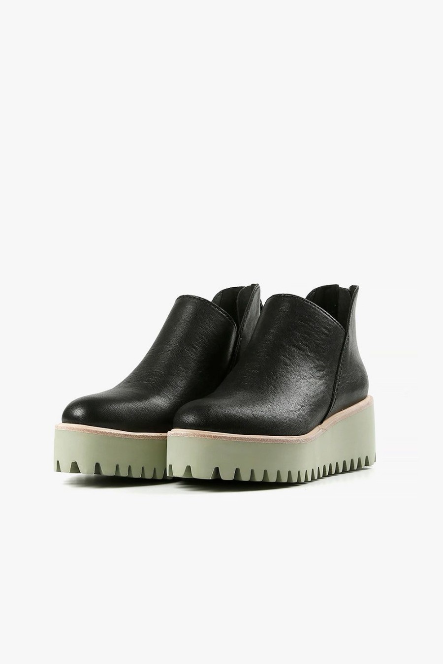 Categories ALL BLACK Footwear | Flatform Tread Shootie Black-W-Green