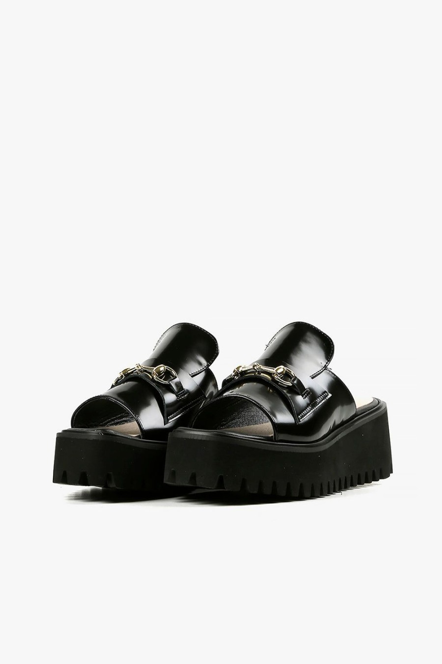 Categories ALL BLACK Footwear | Link Flatform Sandal Black