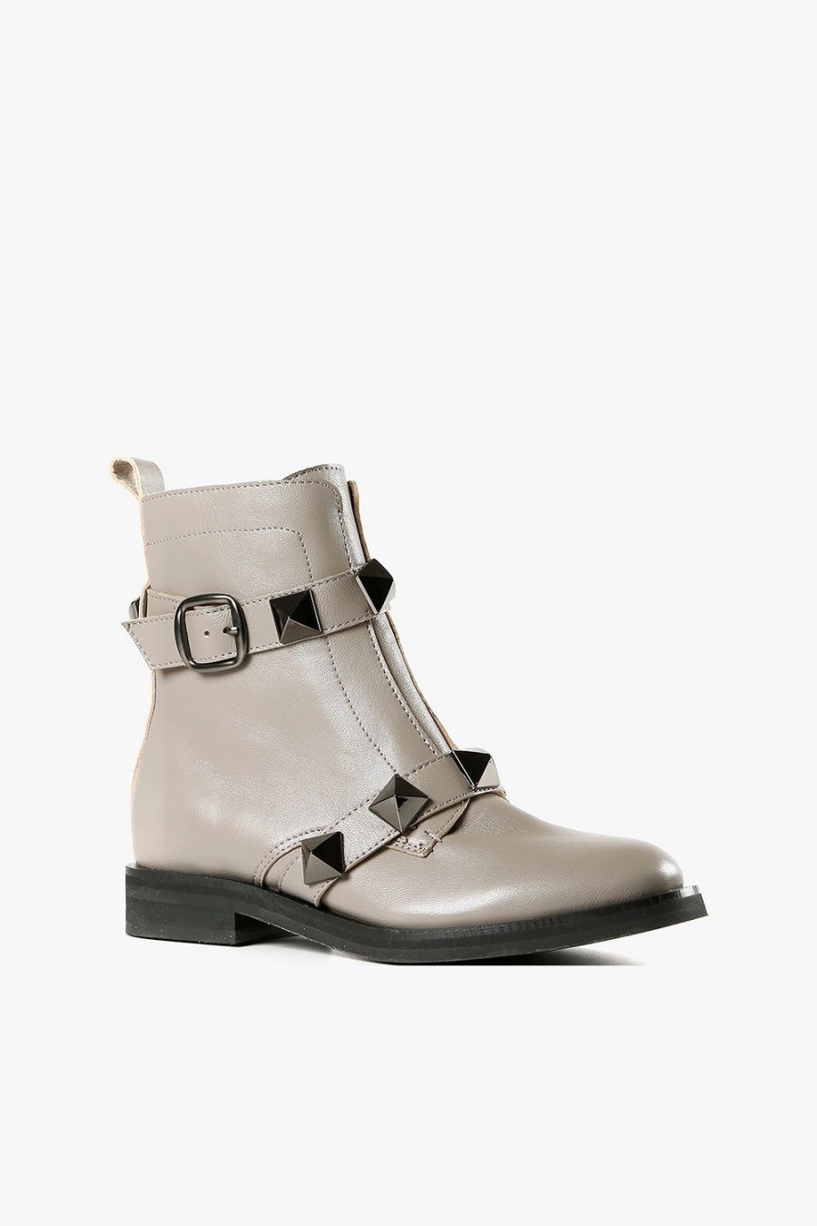 Categories ALL BLACK Footwear | Pyramid Stud Bootie Grey