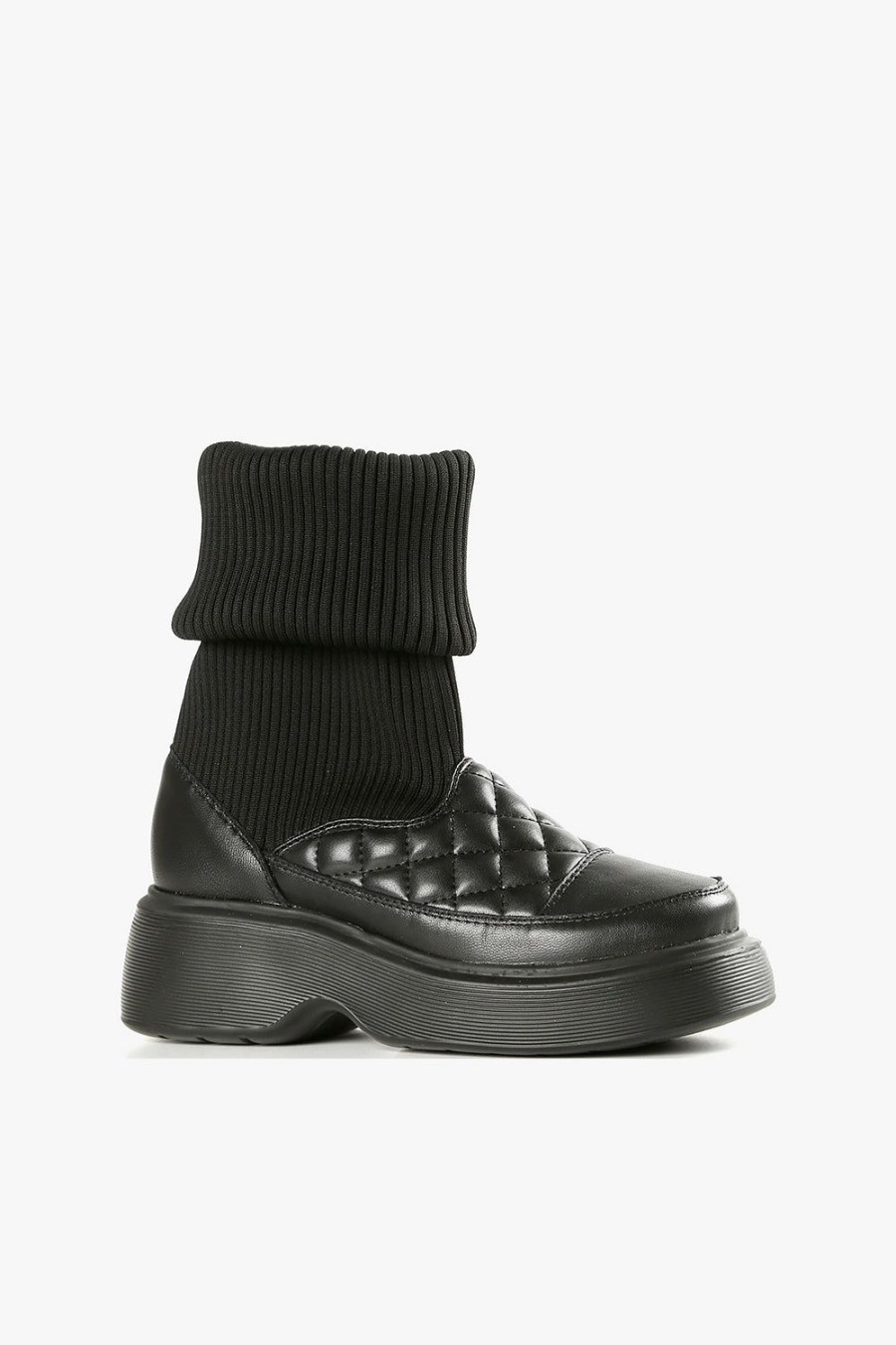 Categories ALL BLACK Footwear | Quilted Sock Bootie Black