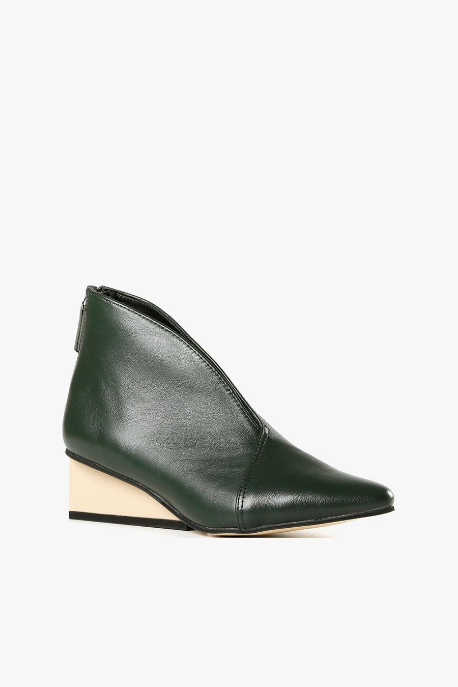 Categories ALL BLACK Footwear | Square Wedge Shootie Green/Nude