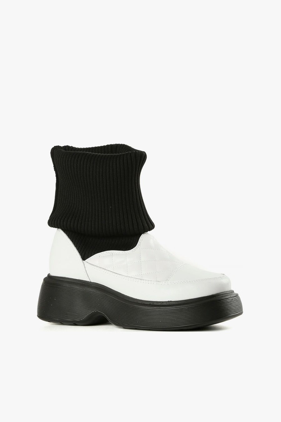 Categories ALL BLACK Footwear | Quilted Sock Bootie Ivory