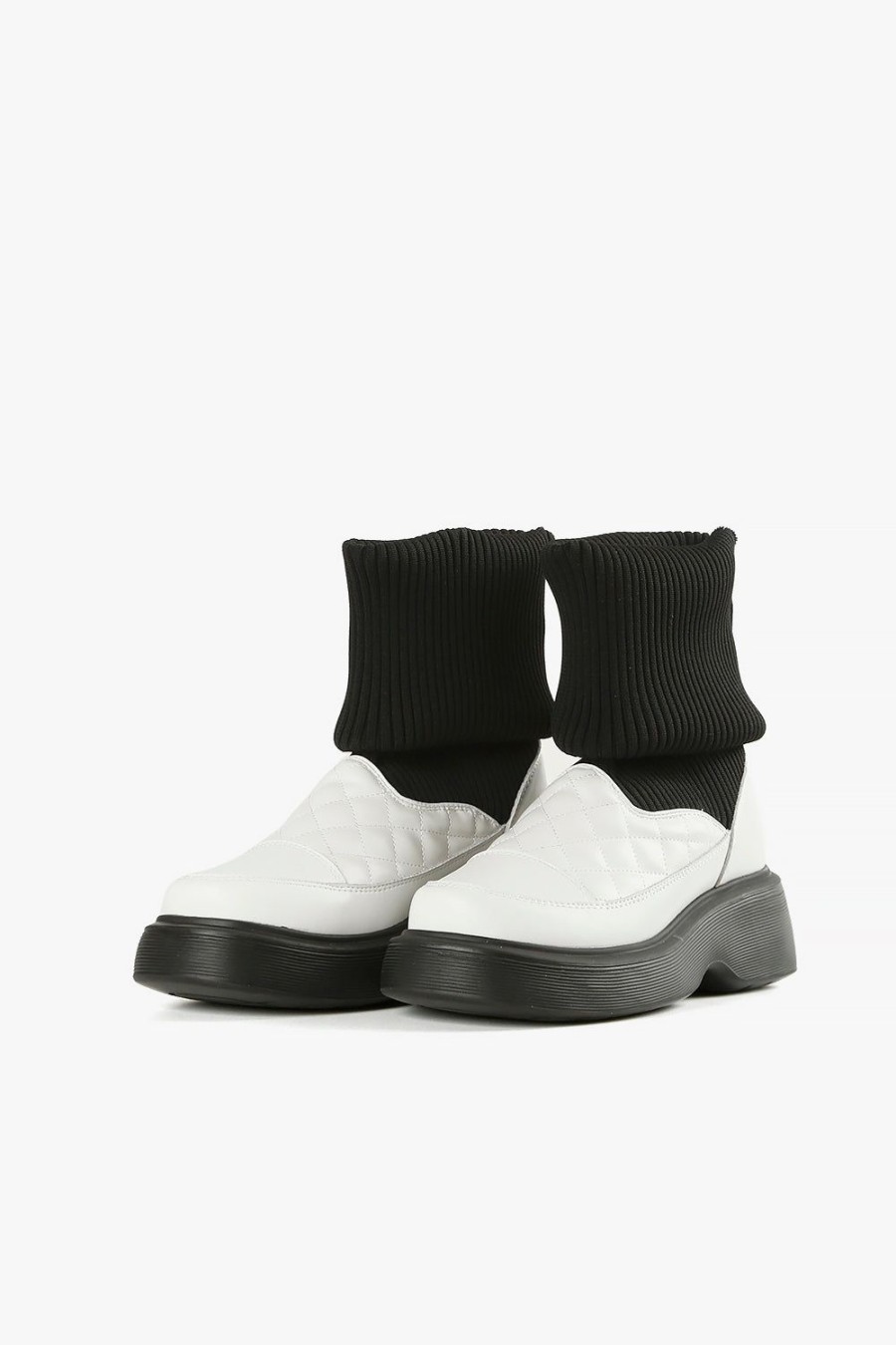 Categories ALL BLACK Footwear | Quilted Sock Bootie Ivory