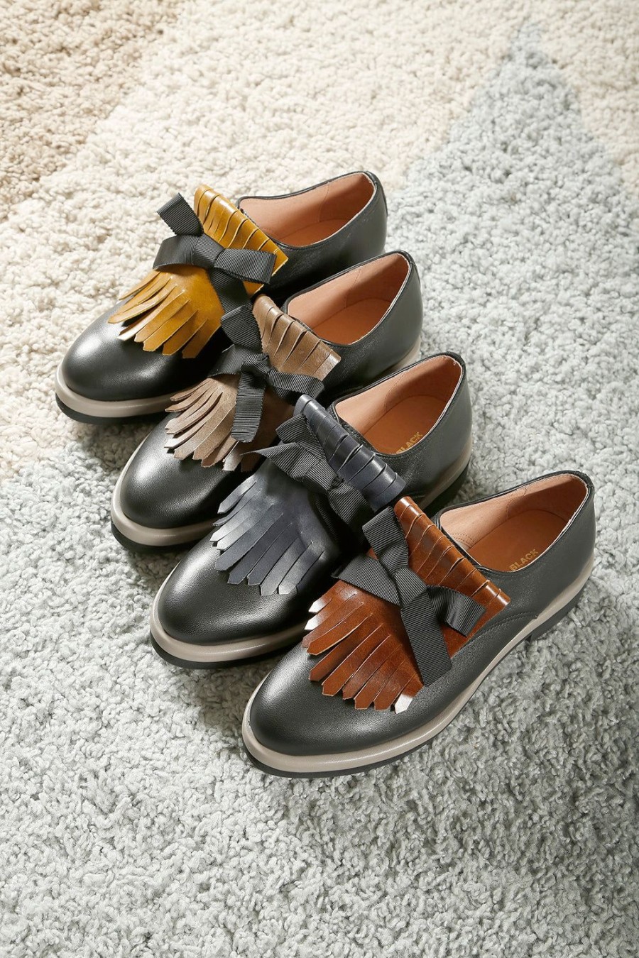 Categories ALL BLACK Footwear | Kiltie Bow Ox Brown