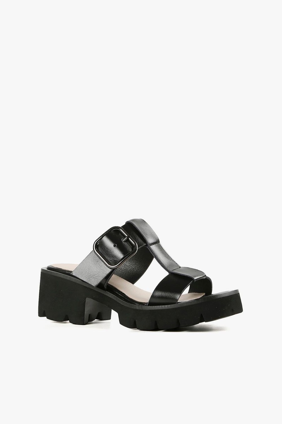 Categories ALL BLACK Footwear | Buckle Lugg Mule Black