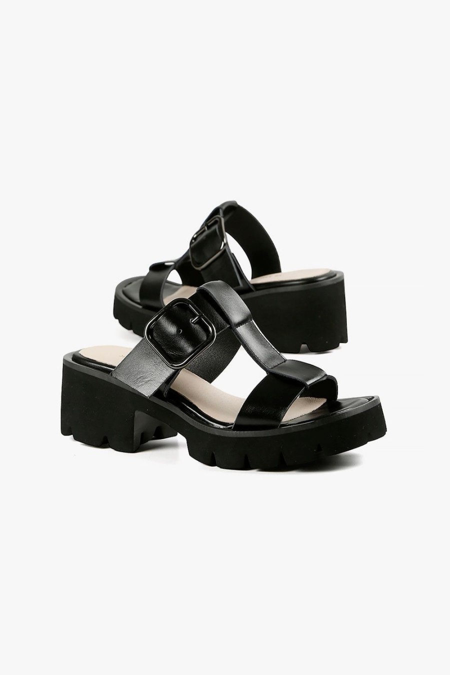 Categories ALL BLACK Footwear | Buckle Lugg Mule Black