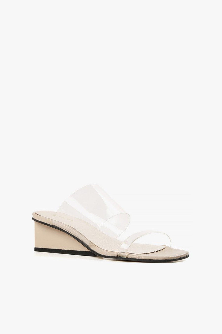 Categories ALL BLACK Footwear | Clear Banded Wedge Nude