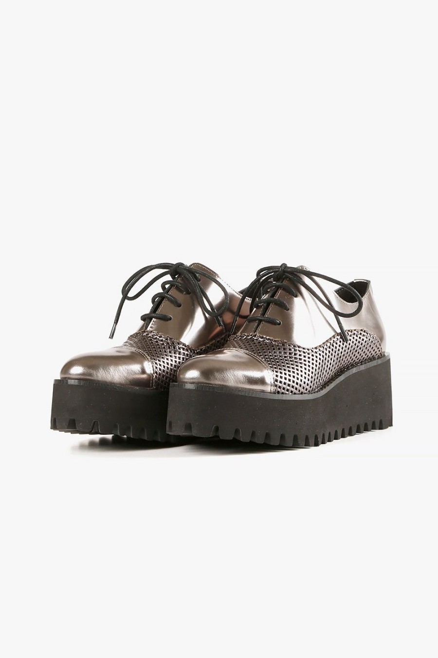 Categories ALL BLACK Footwear | Perf Flatform Ox Pewter