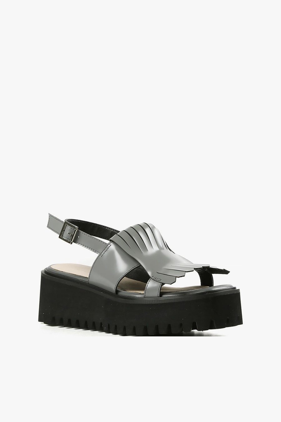 Categories ALL BLACK Footwear | Kiltie Sling Flatform Grey