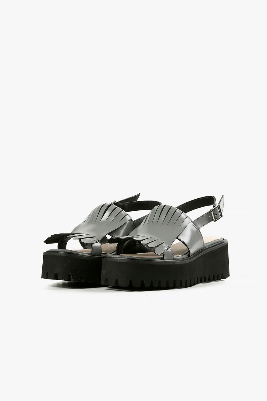 Categories ALL BLACK Footwear | Kiltie Sling Flatform Grey